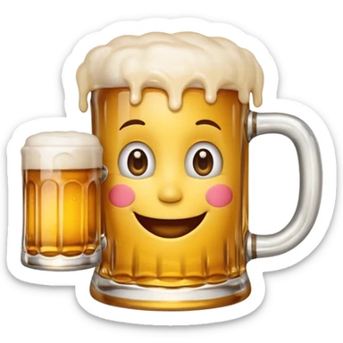 smiling emoji with a beer mug and a checkmark, symbolizing approval for a beergarden visit sticker