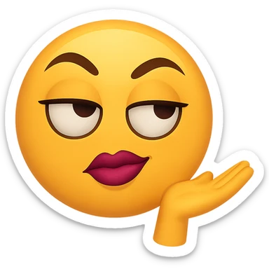 slay emoji, dramatic eye roll, sassy attitude, no background sticker