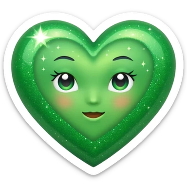 green heart with a glitter effect sticker