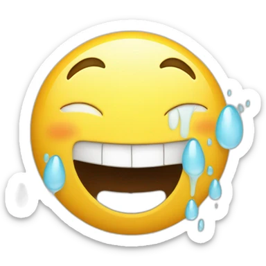 Create a vividly laughing emoji face with animated tears, in a laughter bubble." sticker