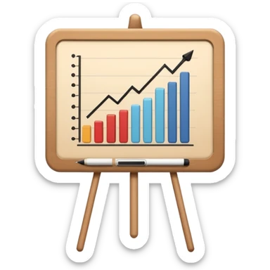 a board with a paper, the paper has bar graph in it, in neutral color sticker