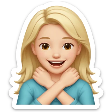 arms crossed holding throat laughing girl sticker