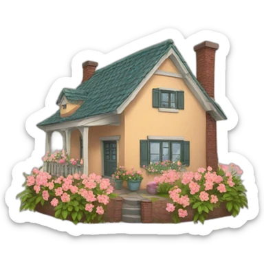House with flowers  sticker