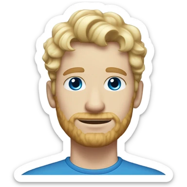 short curl blonde 30yo man blue eyed pale skin raised hand sticker