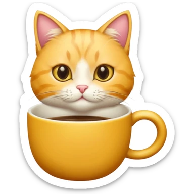 Yellow cat drinking coffee  sticker