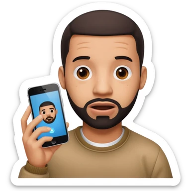 Drake using an iPhone, surprised expression sticker