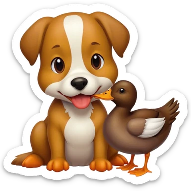 Dog eating a duck sticker