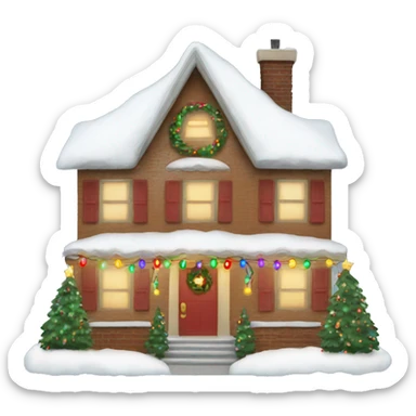 christmas house with lights on and garland sticker