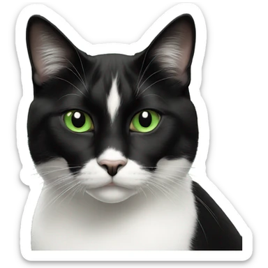 Black-and-white-tuxedo-cat-green-eyes-black-dot-on-chin sticker