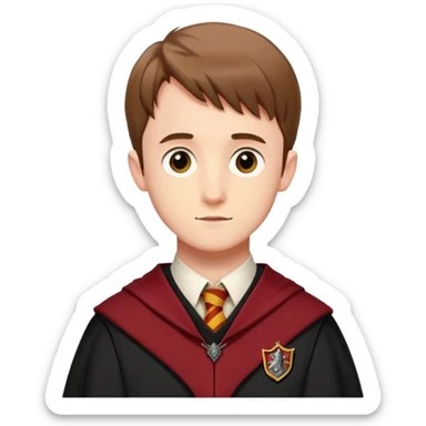 sean biggerstaff is Oliver Wood  in harry potter, wear hogwarts gryfindor uniform sticker