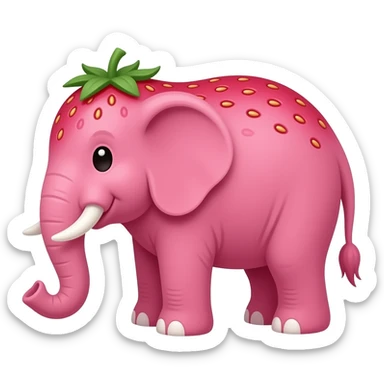 Pink strawberry elephant sticker