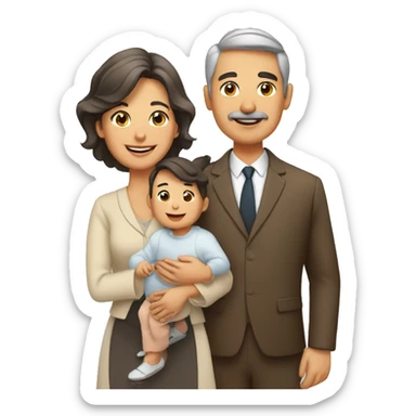 padre moreno, madre moreno y un hijo bebe sticker