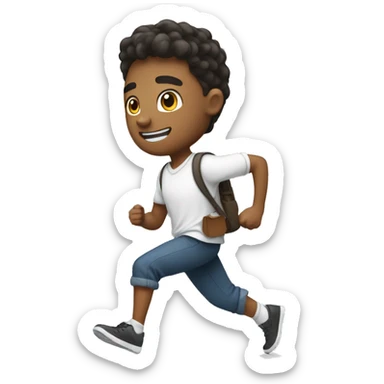 A white student and a white classmate running at school sticker