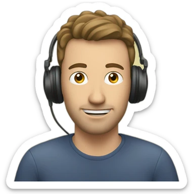 european guy recording a podcast sticker
