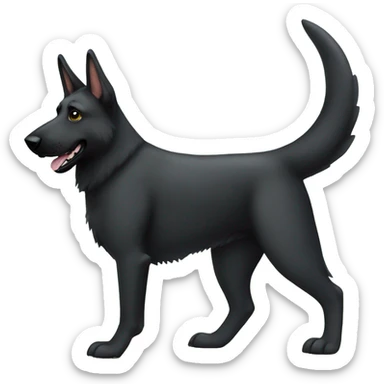 All black German shepherd in a dinosaur costume  sticker