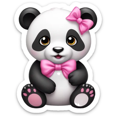 cute panda with pink bow sticker