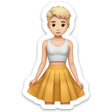 cute boy wearing crop top and high waist skirt flirting sticker