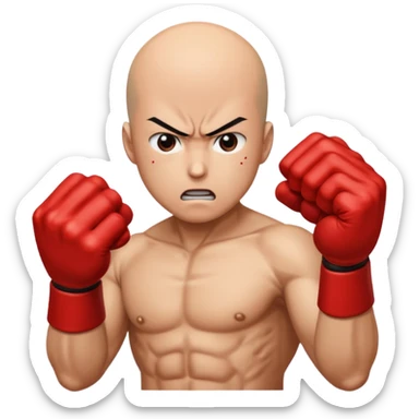 Angry Saitama with his red giant hand punching sticker