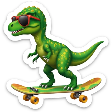 T rex riding a skateboard with sunglasses  sticker