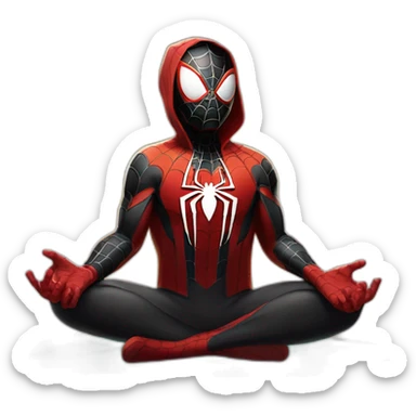 Spiderman Miles morales doing a meditation sticker