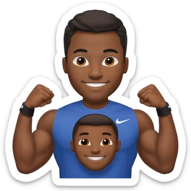 Jock black man smiling very very big biceps wearing “Nike” t shirt, handsome face sticker