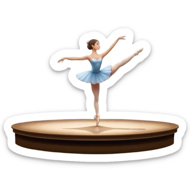 Icon for Ballet: a theater stage with silhouette of a ballerina in an elegant pose, surrounded by spotlight and stage lights. The icon should convey the grace and beauty of ballet, with focus on the dancer and the dramatic lighting. Transparent background. sticker