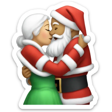 Santa kissing Mrs. claus sticker