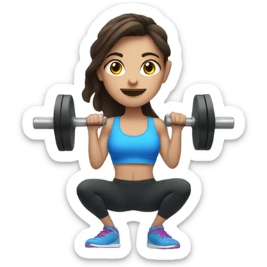 brunette girl with blue eyes lifting weights sticker