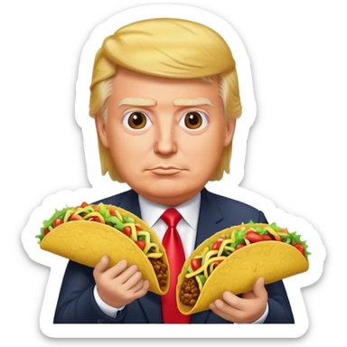 Trump holding a taco sticker