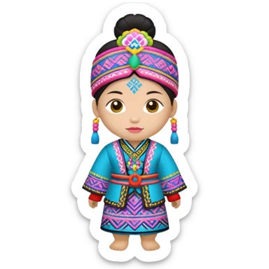 Labubu dressed in Hmong clothes sticker