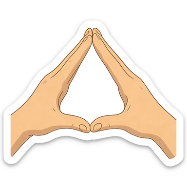 ghibli style two hands creating a pyramid shape with their fingers sticker