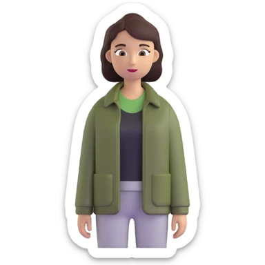 dark olive green jacket over a lighter green top sticker