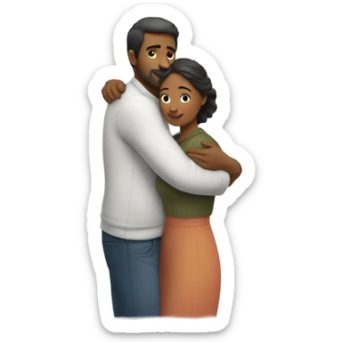 A man hugs a woman from her back and she is doneA man hugs a woman from her back while she holds his hands sticker