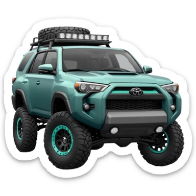 4 runner lifted with lights in the grill that is the color dusty grey green blue mixed into one color sticker