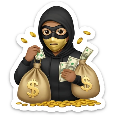 Un ladrón que tenga una máscara y que tenga en la espalda una bolsa de dinero sticker