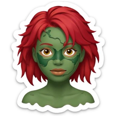 messy green full face clay mask red hair  sticker