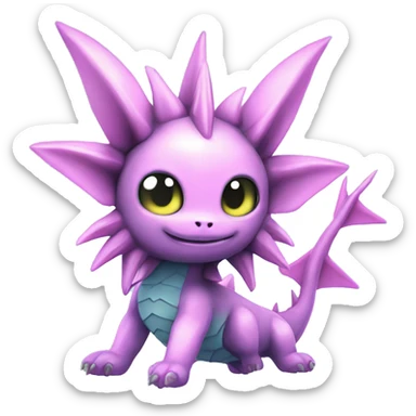 Pink Edgy Vaporeon dragon With Fins and spikes full body sticker