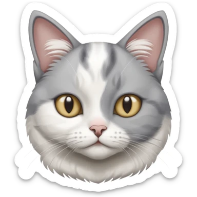 disabled grey and white cat in pet mobility aide sticker