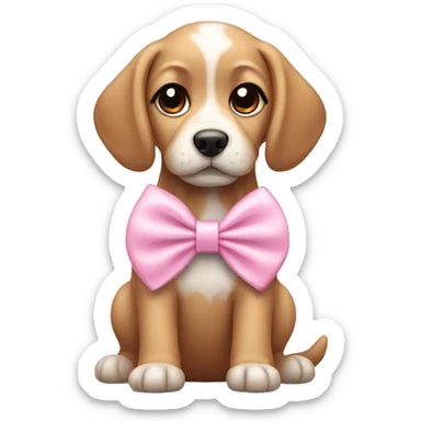 Dog with baby pink bows on sticker