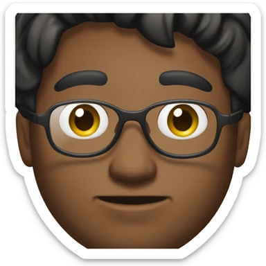 a brown boy with black hair and light beard and also wearing a glass peeking behind from a laptop sticker