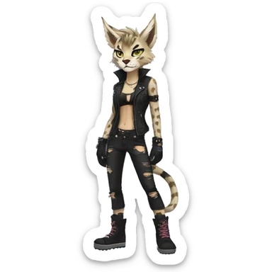 Anthro Punk Lynx Full body sticker