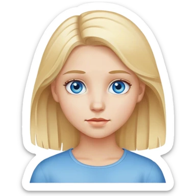 a young girl with fair skin, blond hair and blue eyes sticker