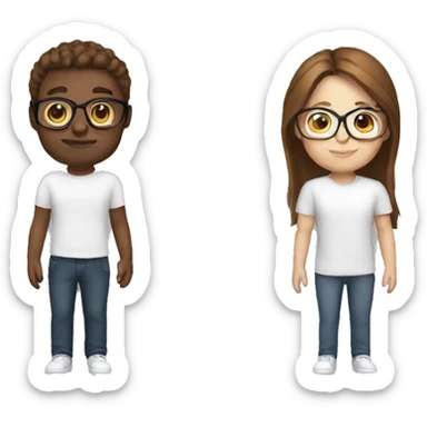 best friends both white with brown hair one has glasses sticker