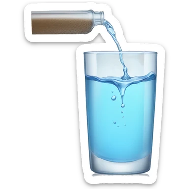 Pouring water from a transparent glass sticker