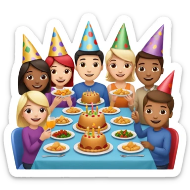 people eating dinner together sticker