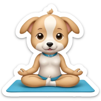 puppy yoga - cute puppy on a yoga mat doing yoga  sticker