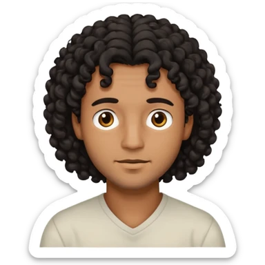 brown-skinned man with black curly mid-length hair, relaxed face, eyes slightly open sticker