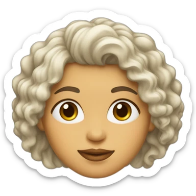 Cara mujer blanca con poco pelo y rizado sticker