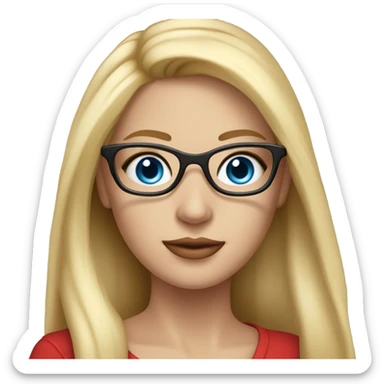 A beautiful young woman with long blonde hair, blue eyes, and glasses, holding a red rose. Semi-realistic style, soft lighting, and a warm, dreamy atmosphere. sticker