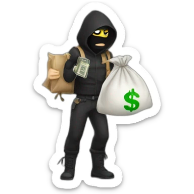 robber with cash bag sticker